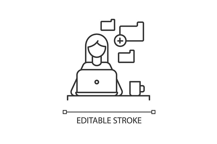 Freelance professions pixel perfect linear icons set
