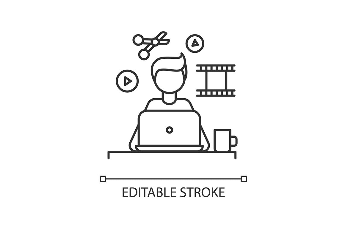 Freelance professions pixel perfect linear icons set