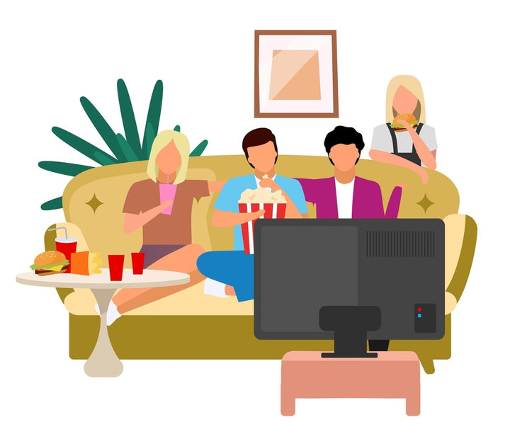 Friends together flat vector illustration set