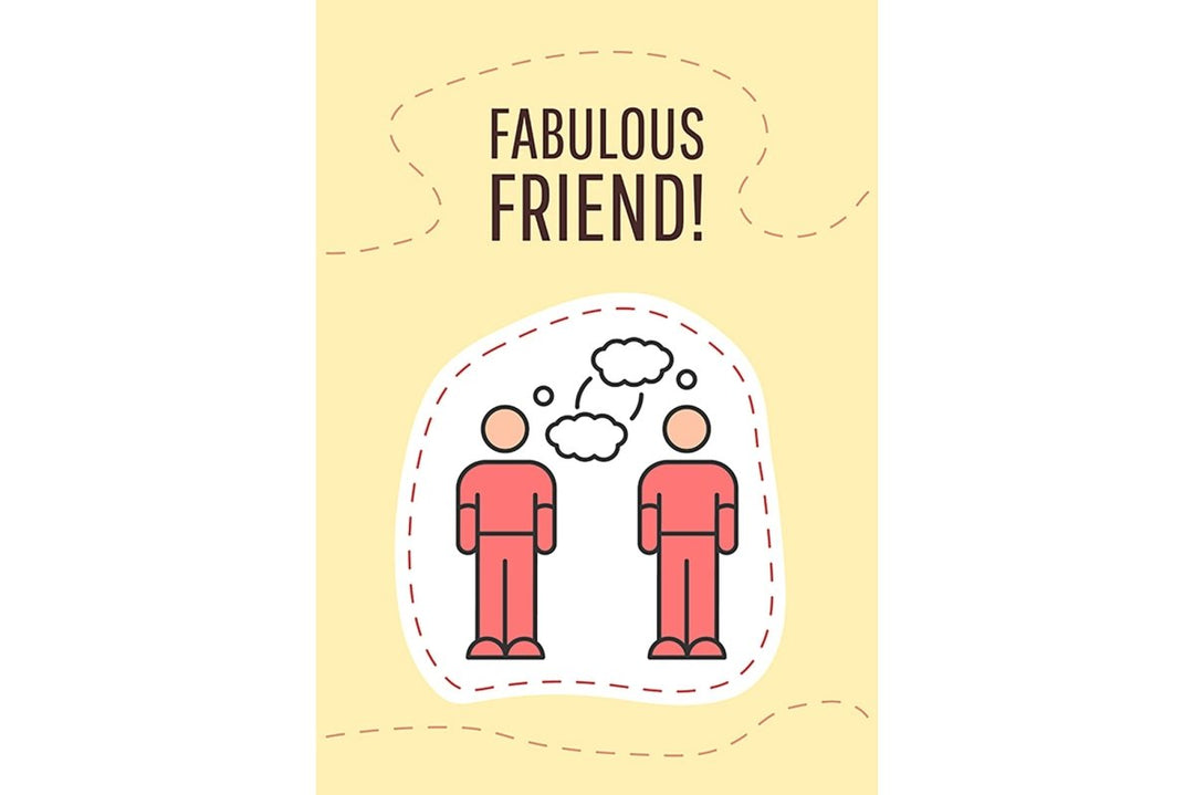 Friendship greeting card with color icon element set