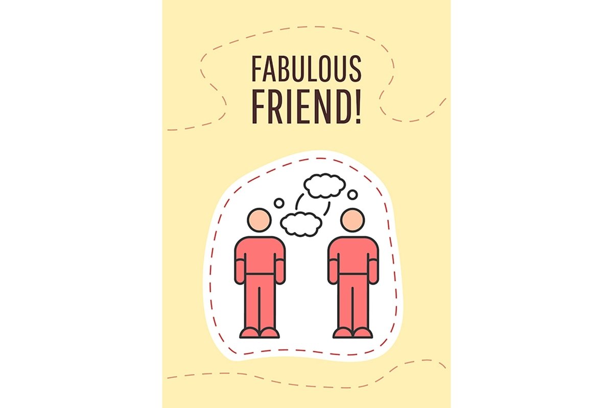 Friendship greeting card with color icon element set
