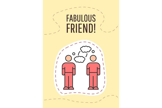 Friendship greeting card with color icon element set