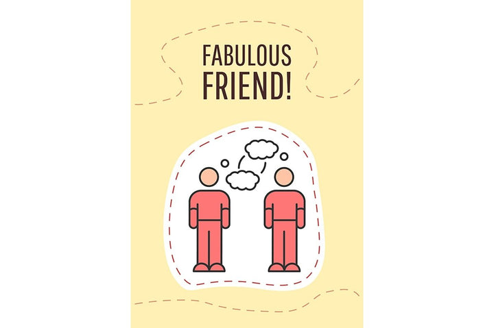 Friendship greeting card with color icon element set