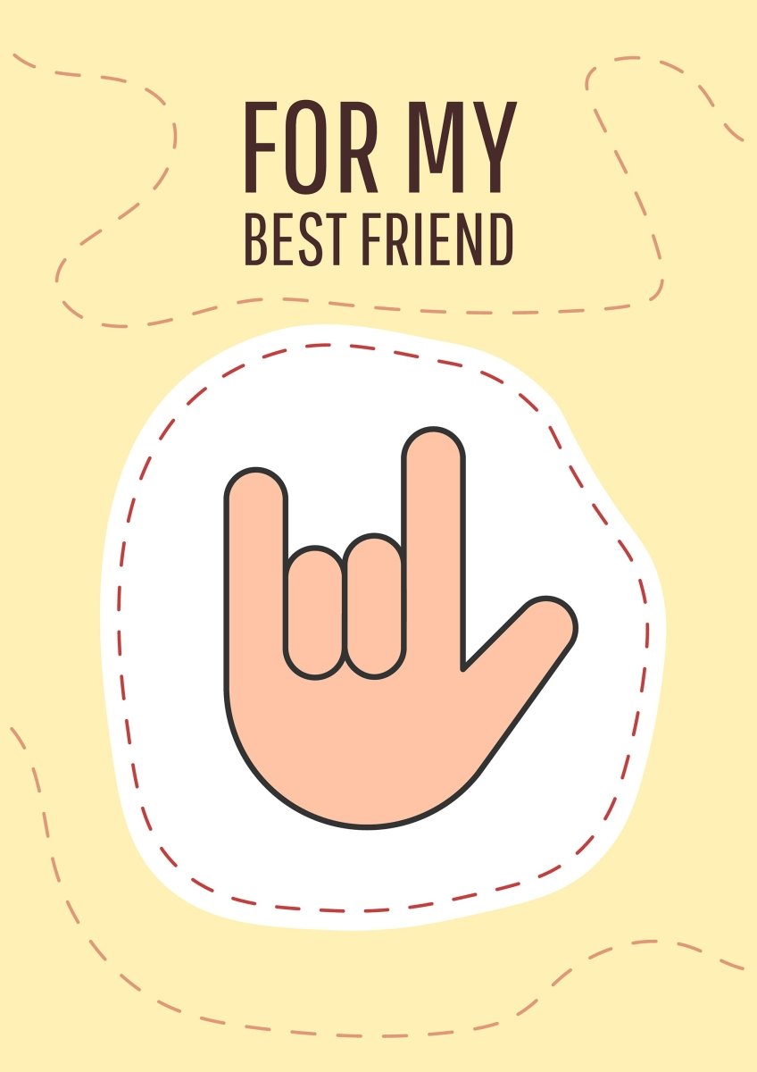 Friendship greeting card with color icon element set