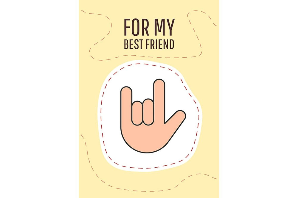 Friendship greeting card with color icon element set
