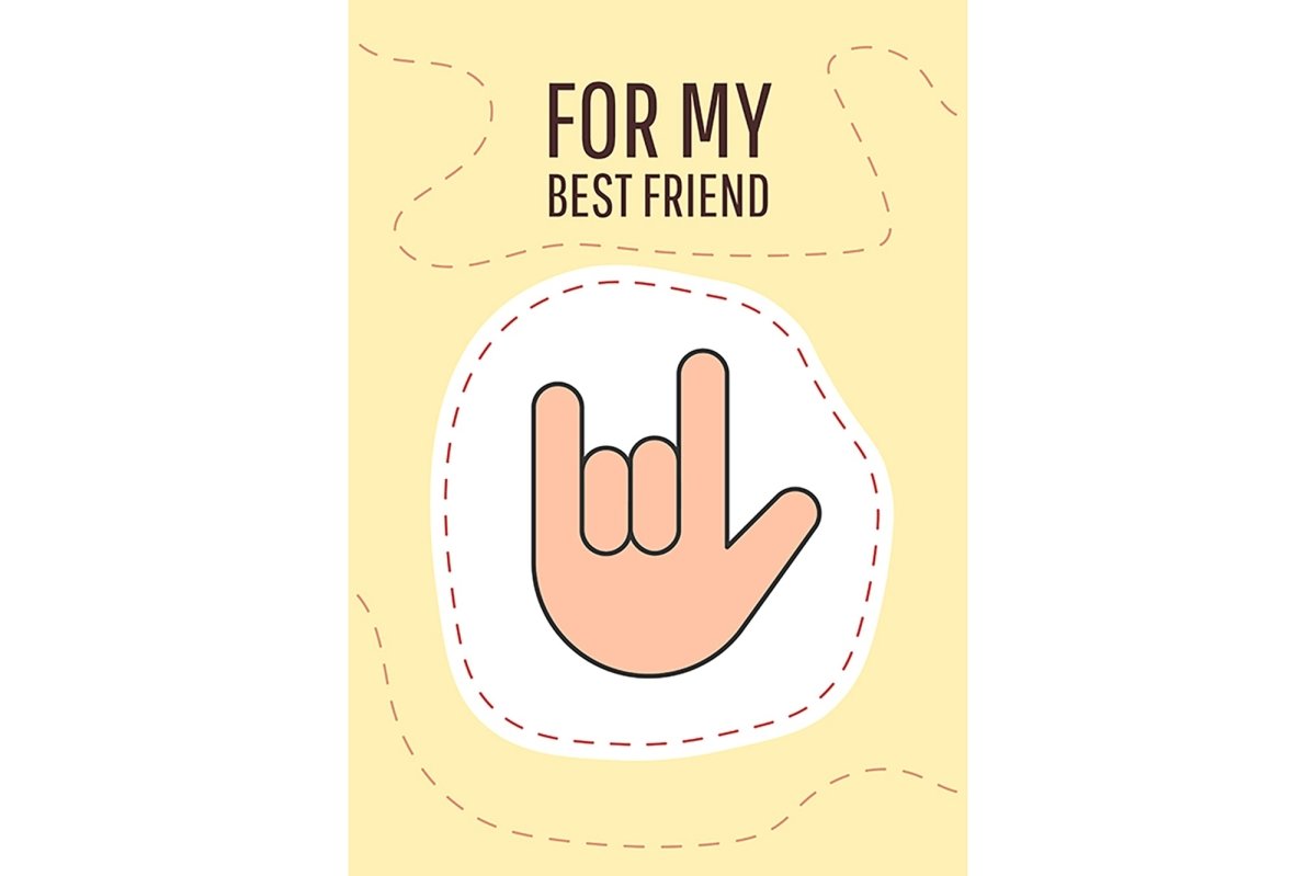 Friendship greeting card with color icon element set
