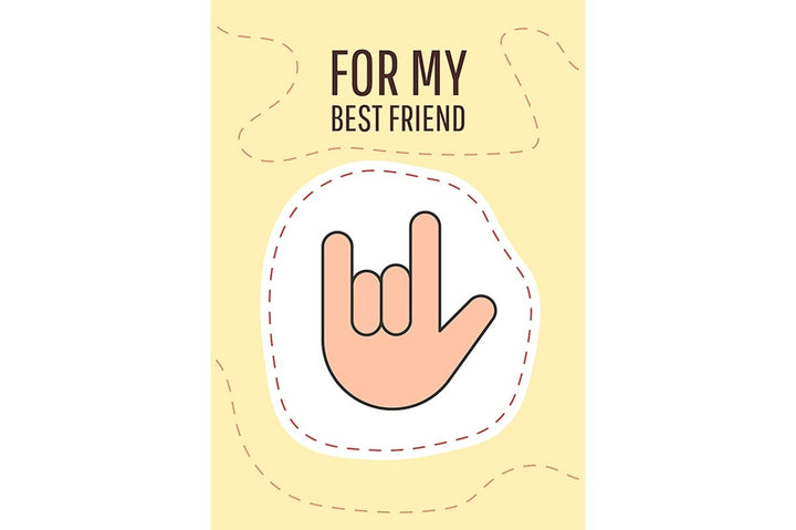 Friendship greeting card with color icon element set