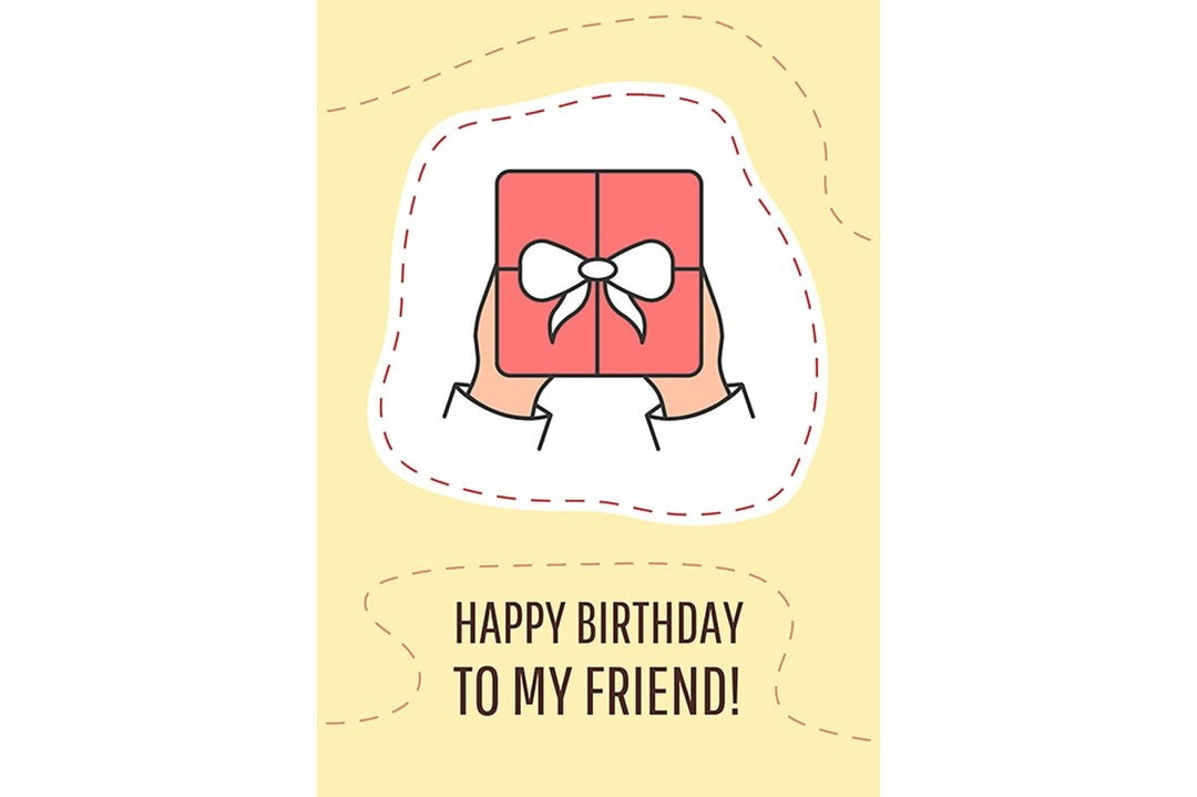 Friendship greeting card with color icon element set