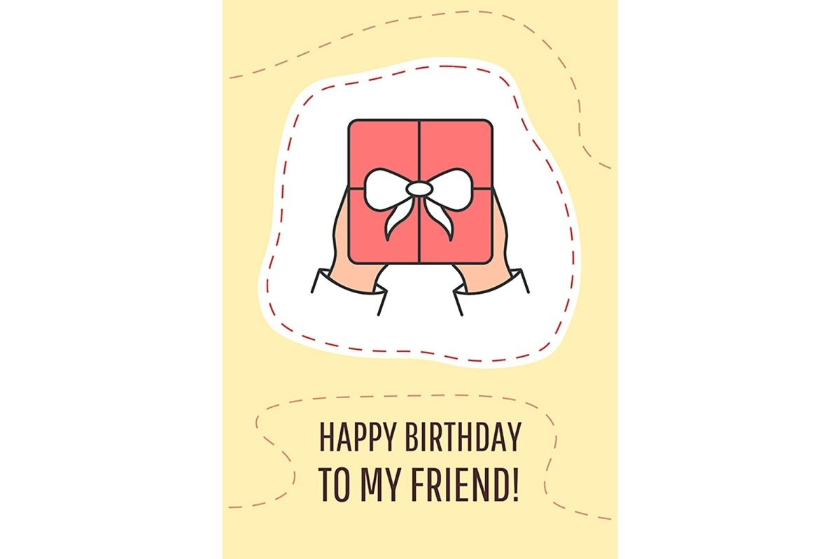 Friendship greeting card with color icon element set