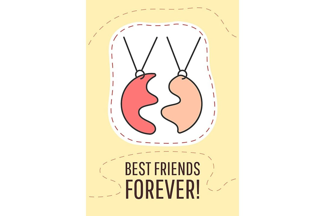 Friendship greeting card with color icon element set