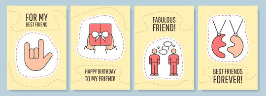 Friendship greeting card with color icon element set