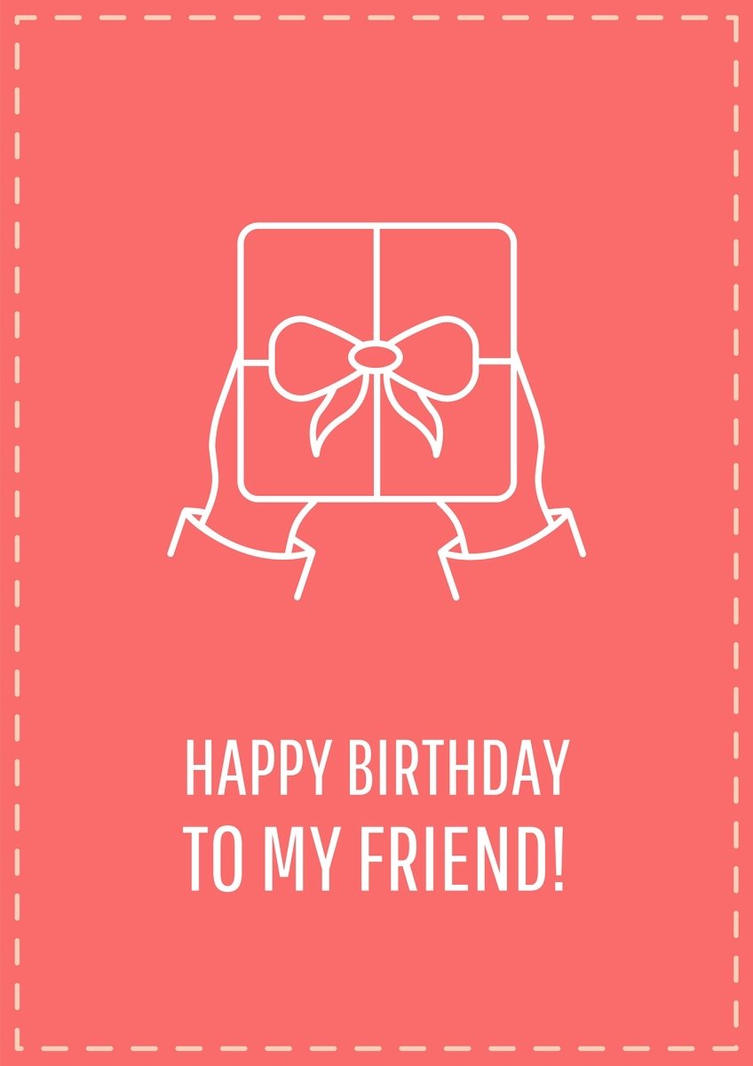 Friendship postcard with linear glyph icon set