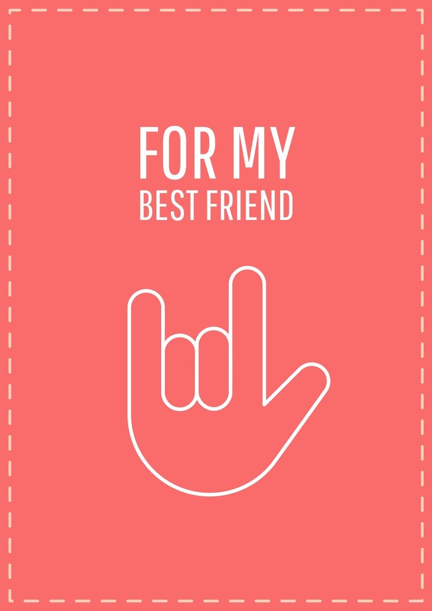 Friendship postcard with linear glyph icon set