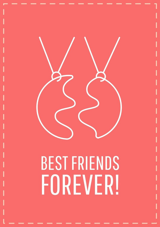 Friendship postcard with linear glyph icon set
