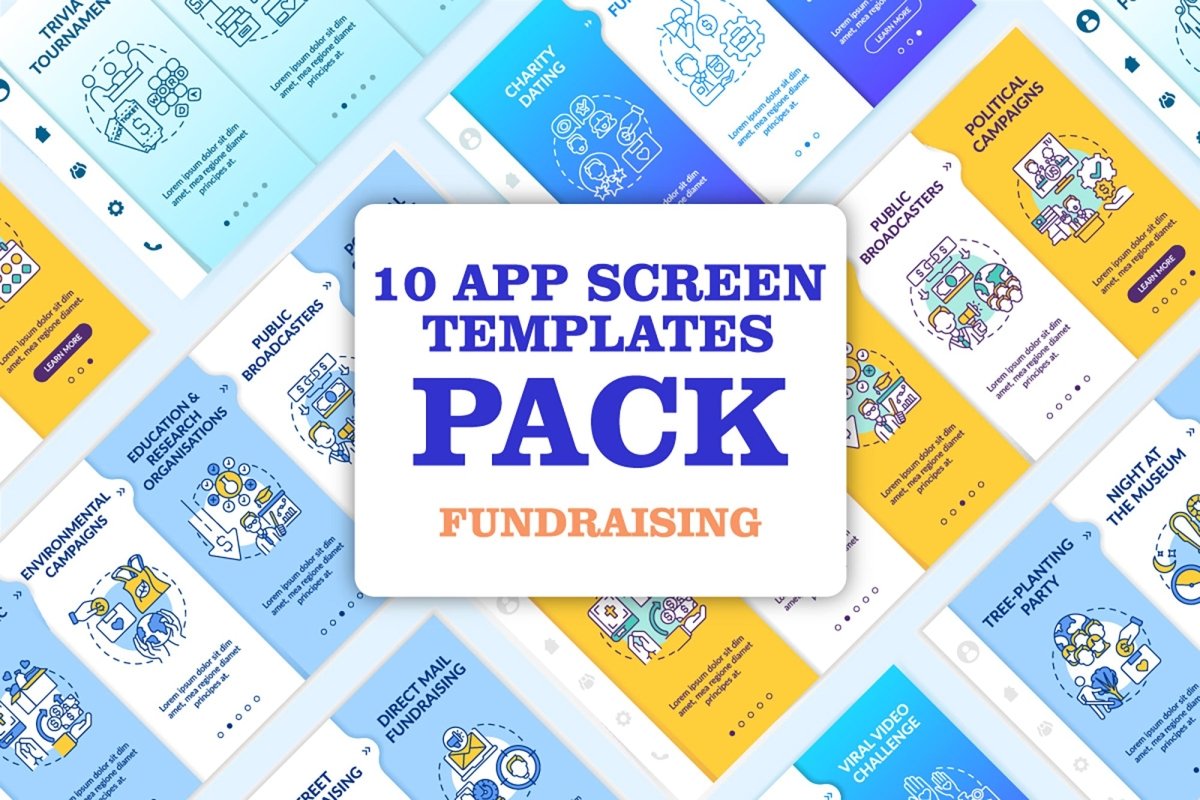 Fundraising appeal ideas onboarding vector template set