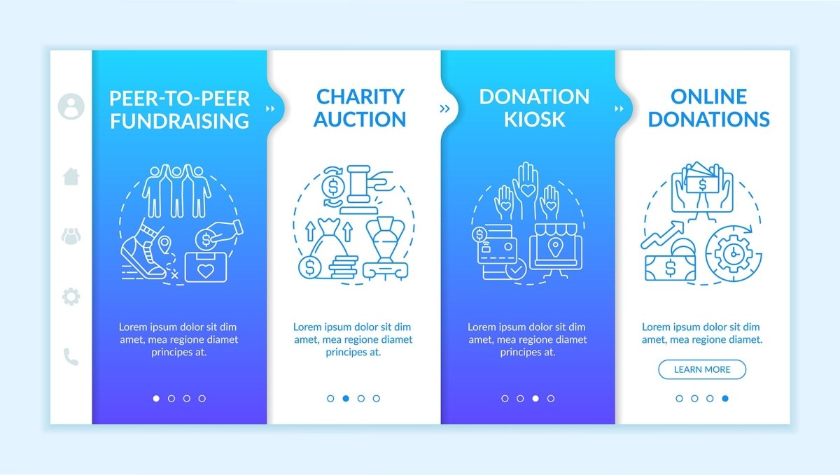 Fundraising appeal ideas onboarding vector template set