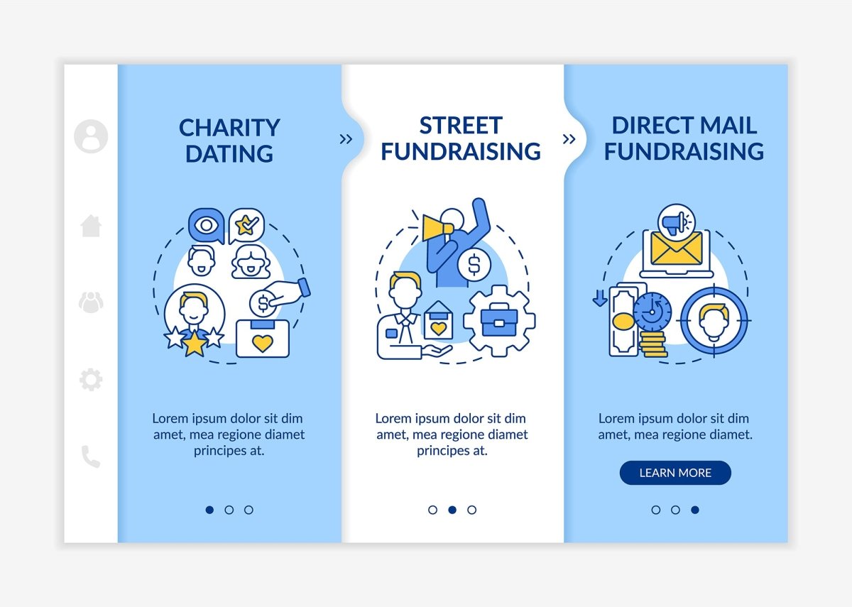 Fundraising appeal ideas onboarding vector template set