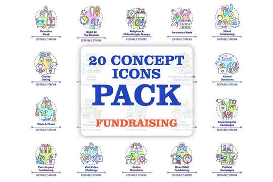 Fundraising concept icons bundle