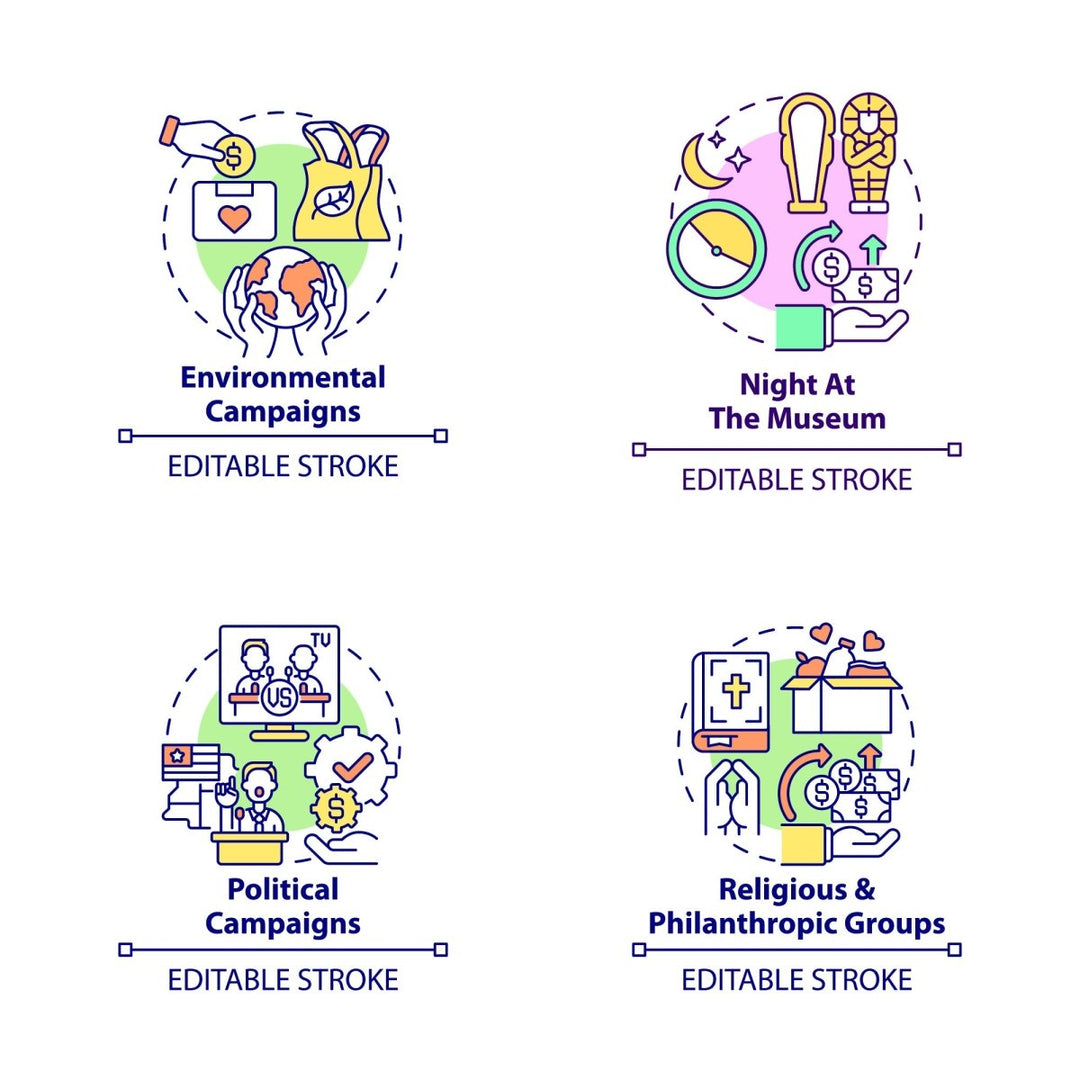 Fundraising concept icons bundle