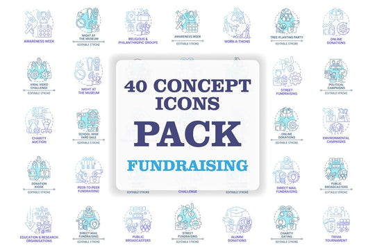 Fundraising concept icons bundle