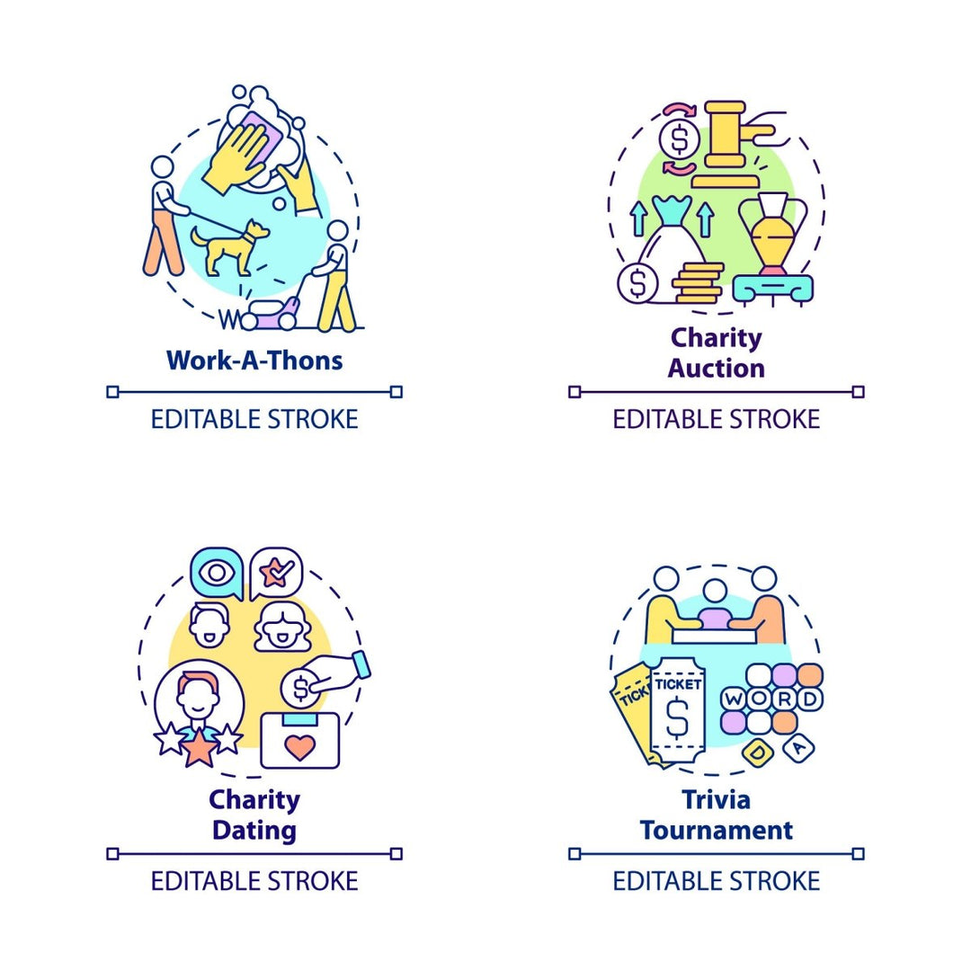 Fundraising concept icons bundle