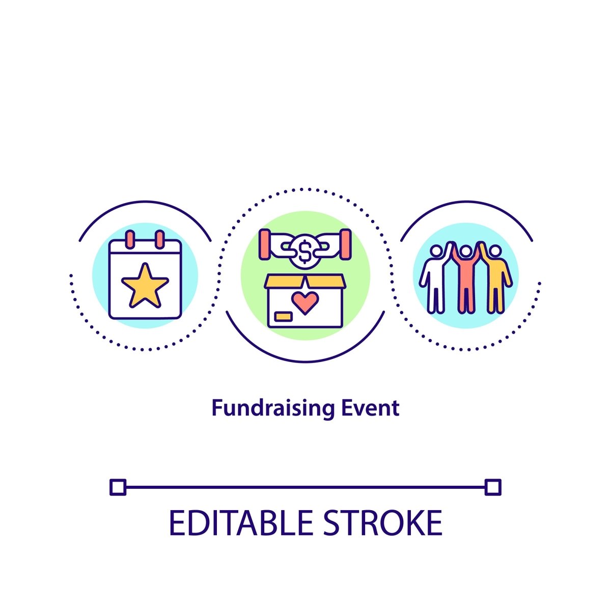 Fundraising concept icons set