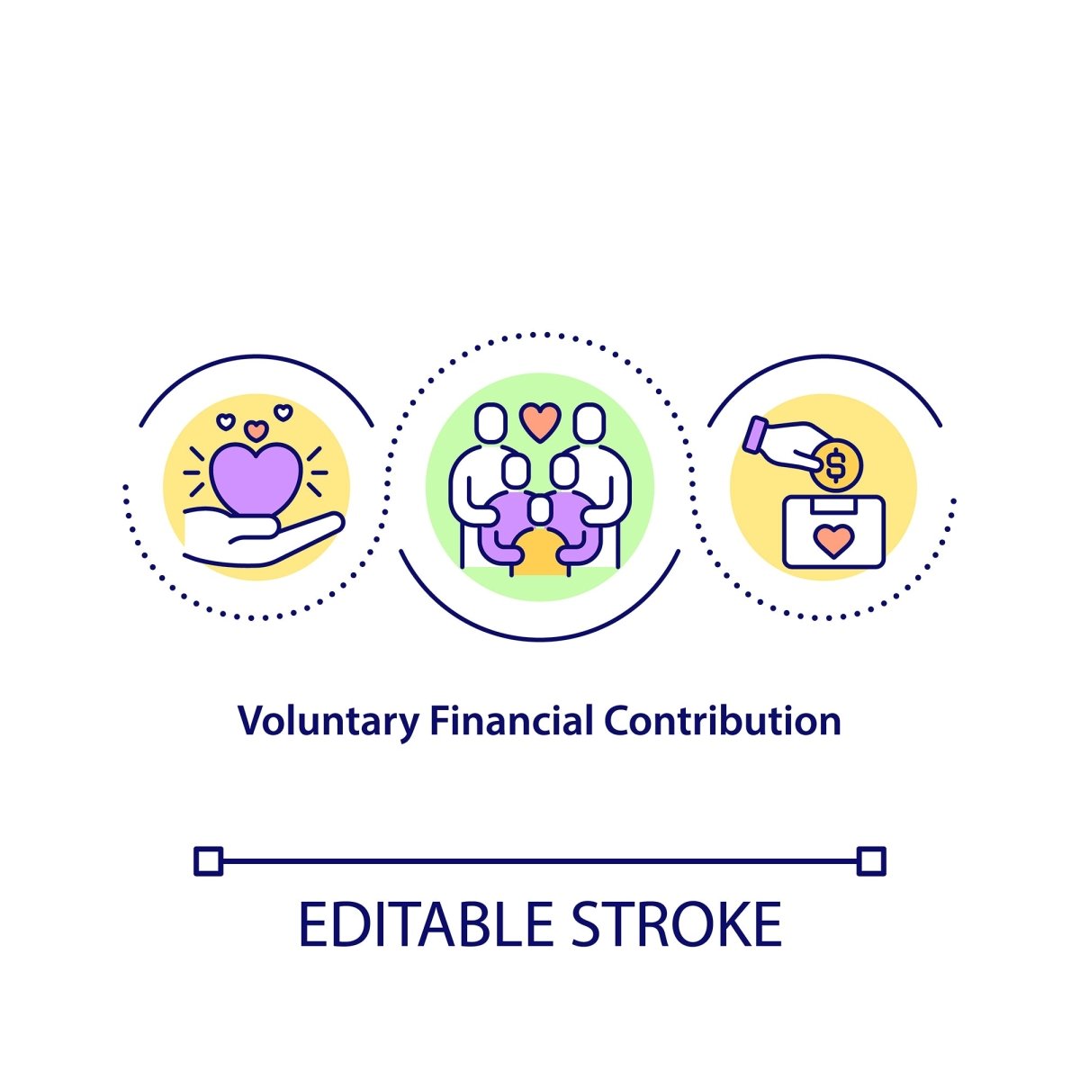 Fundraising concept icons set