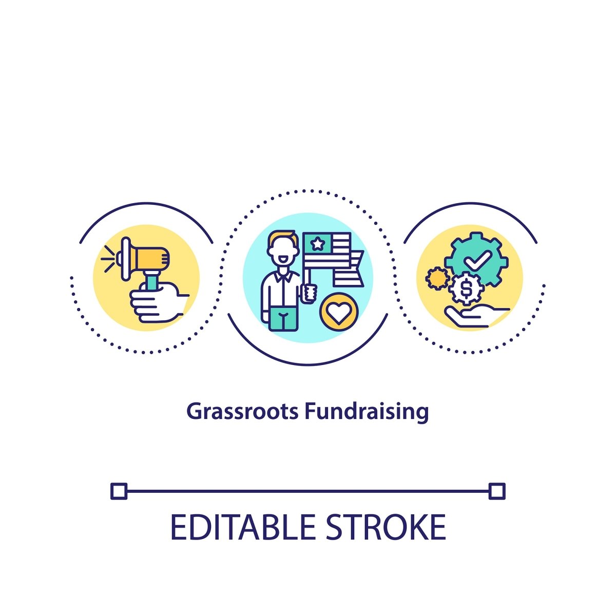 Fundraising concept icons set