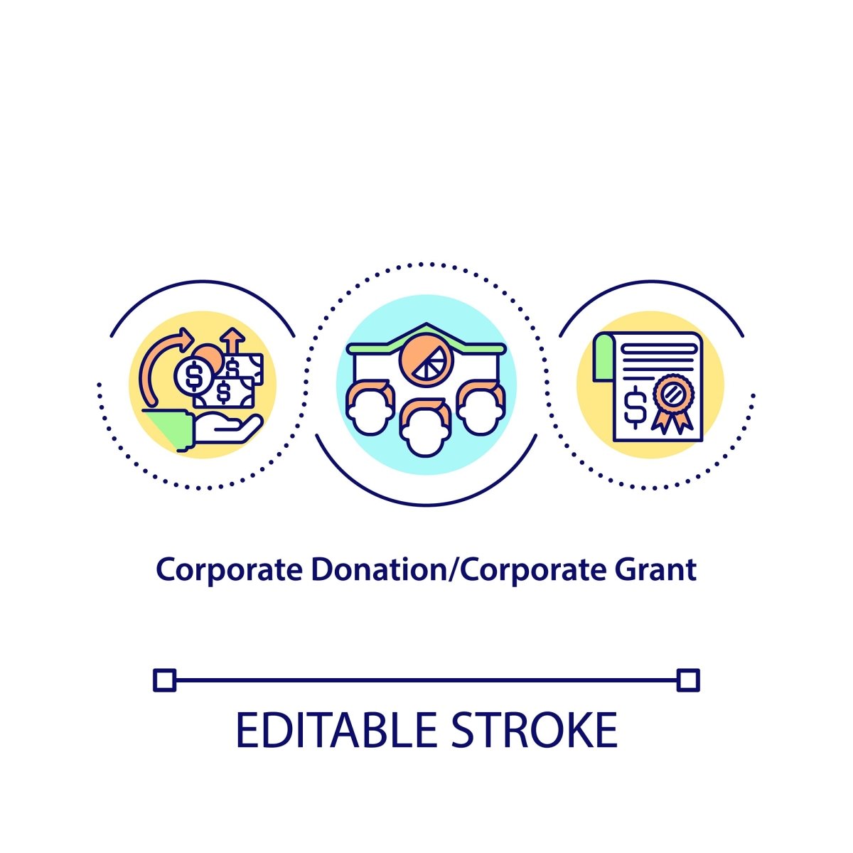 Fundraising concept icons set