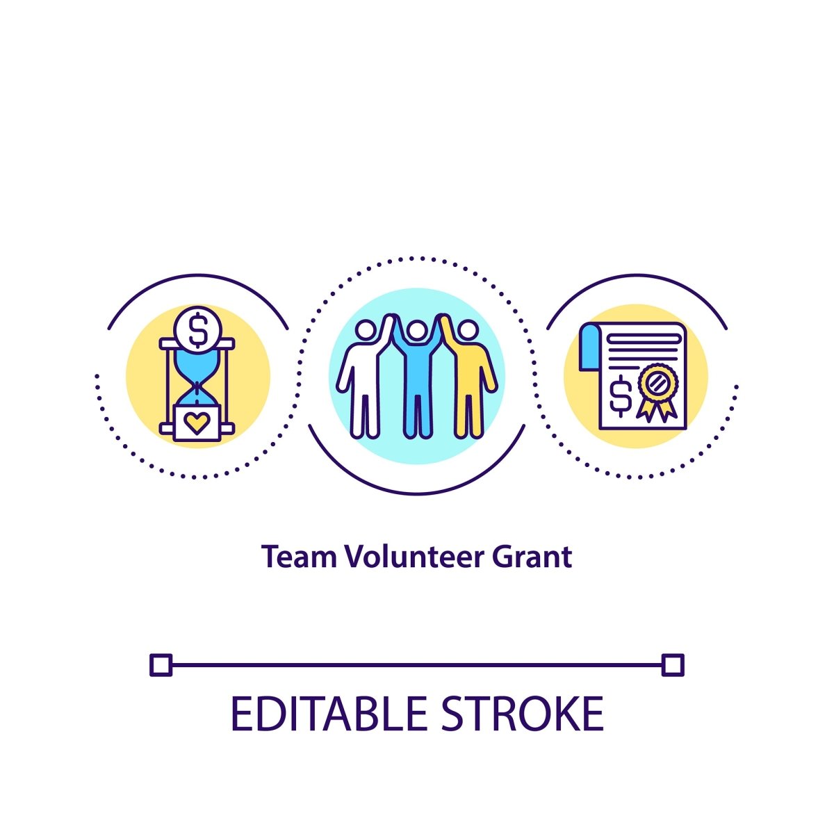 Fundraising concept icons set