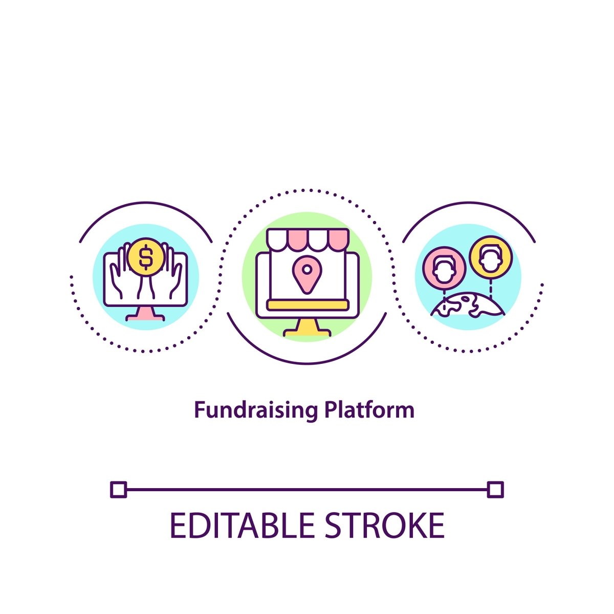 Fundraising concept icons set
