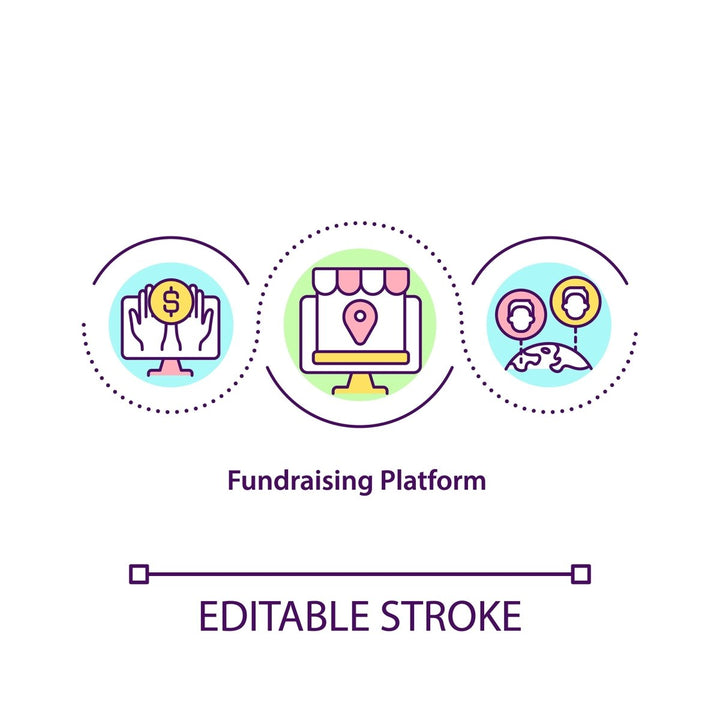 Fundraising concept icons set
