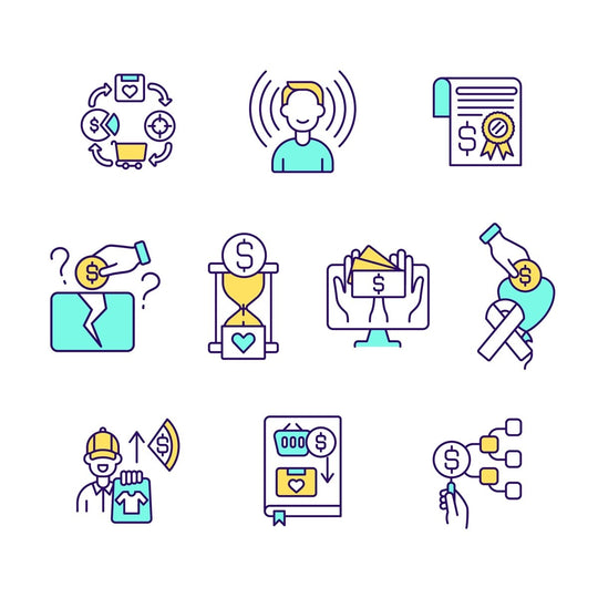 Fundraising events RGB color icons set