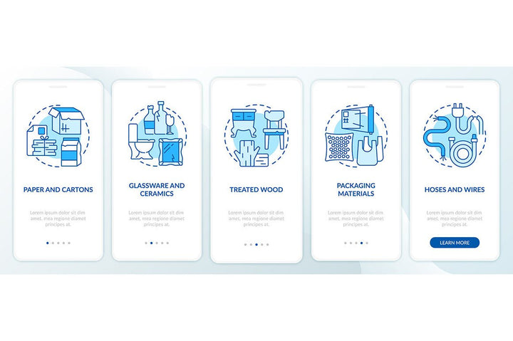 Garbage management service onboarding mobile app page screen bundle