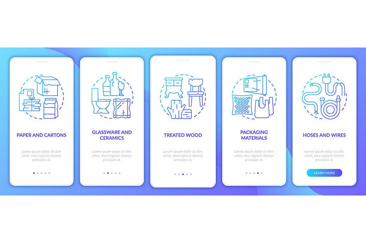 Garbage management service onboarding mobile app page screen bundle