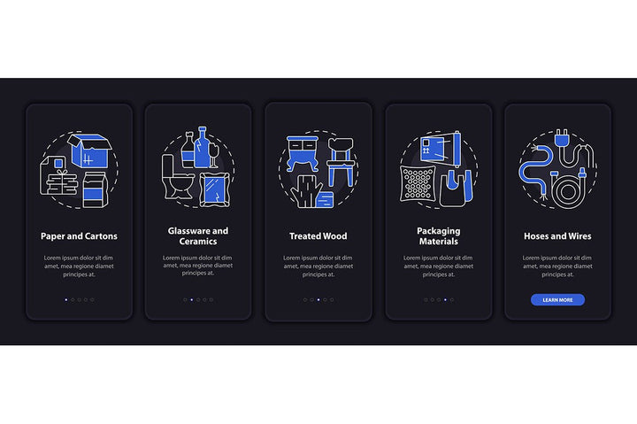 Garbage management service onboarding mobile app page screen bundle