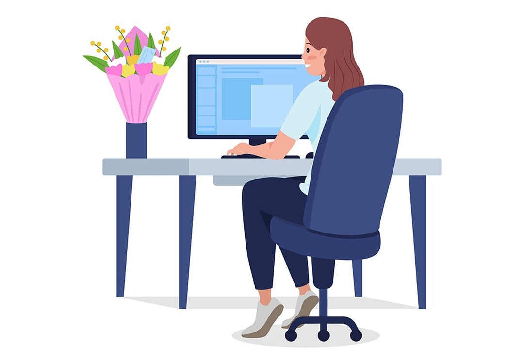 Giving and receiving bouquet semi flat color vector character set