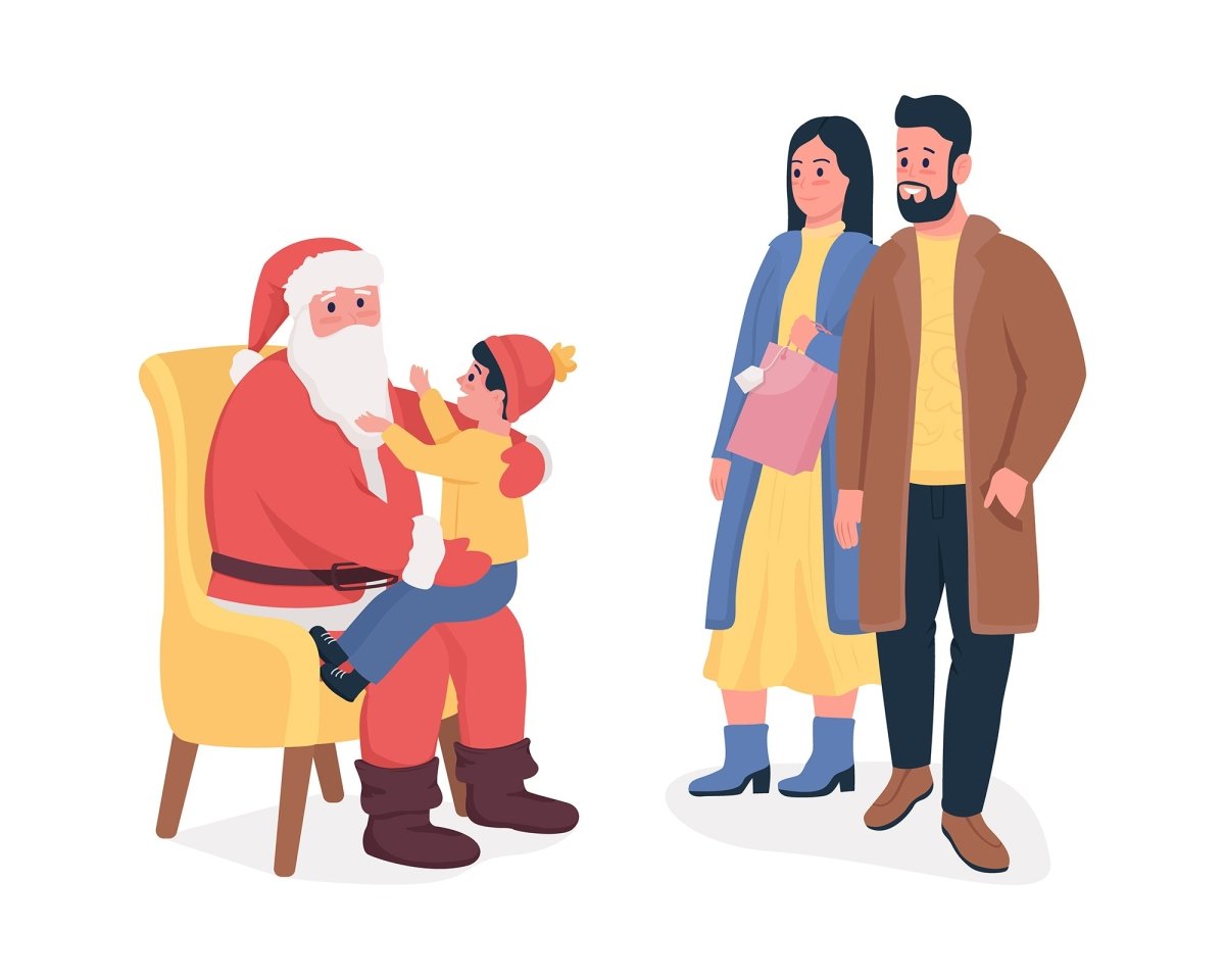 Giving gifts semi flat color vector characters set