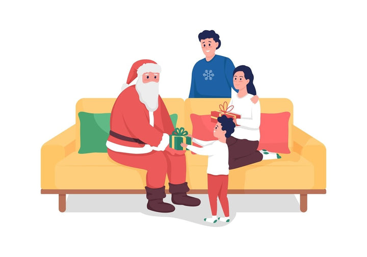 Giving gifts semi flat color vector characters set