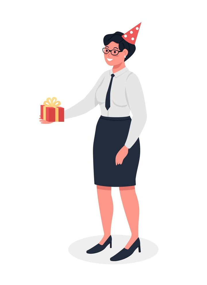 Giving gifts semi flat color vector characters set