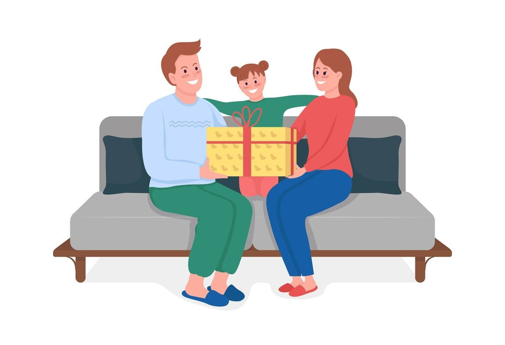 Giving gifts semi flat color vector characters set