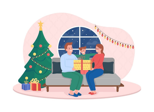 Giving gifts to kids vector isolated illustration set
