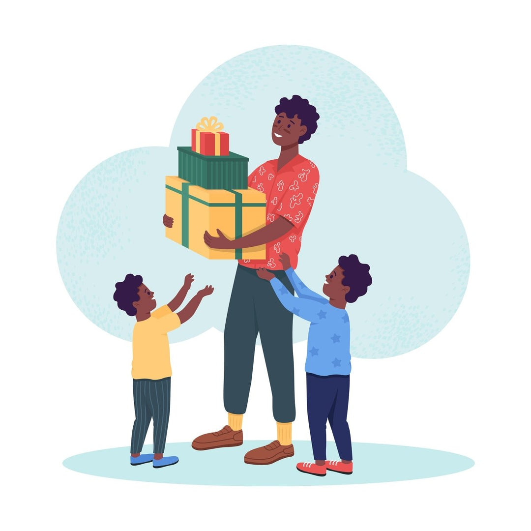 Giving gifts to kids vector isolated illustration set