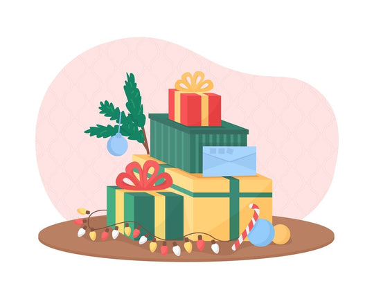 Giving gifts to kids vector isolated illustration set