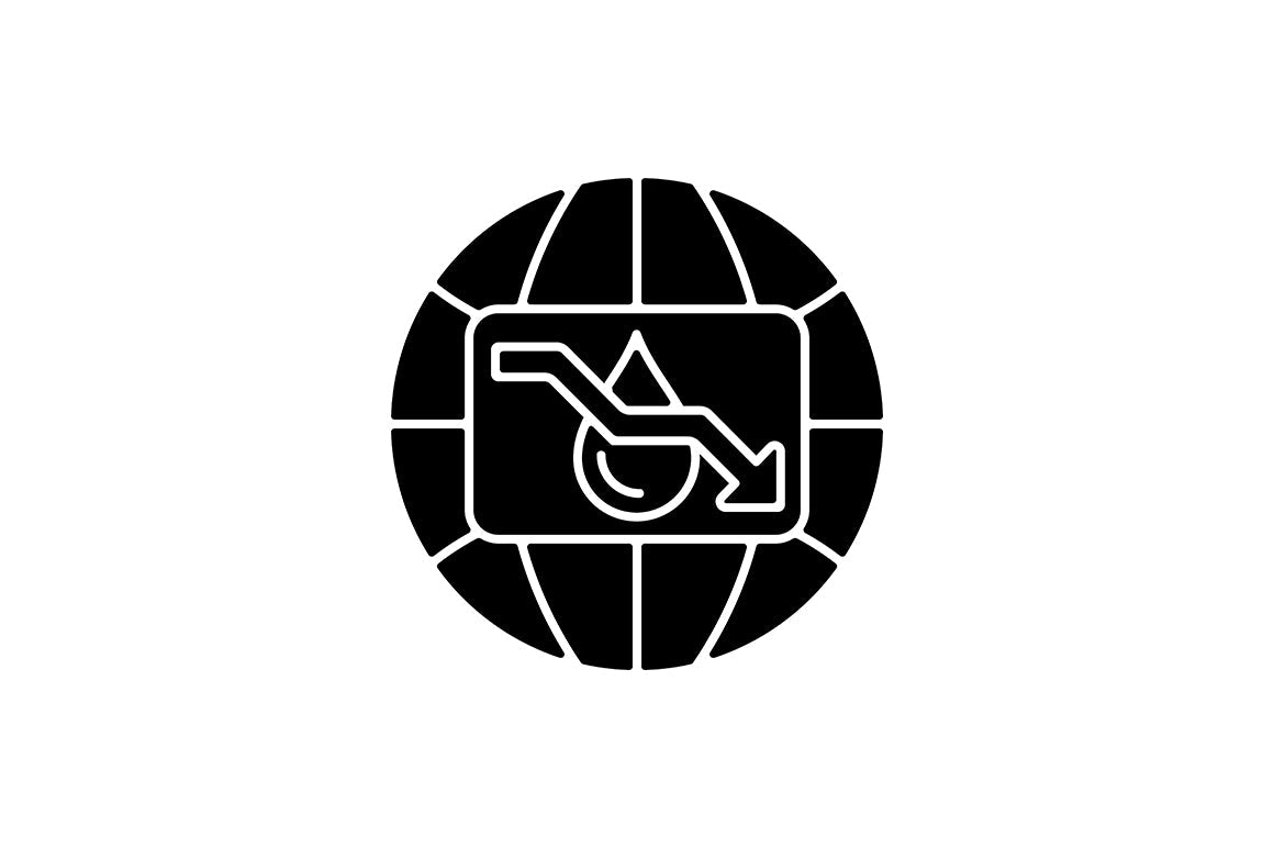 Global water crisis black glyph icons set on white space