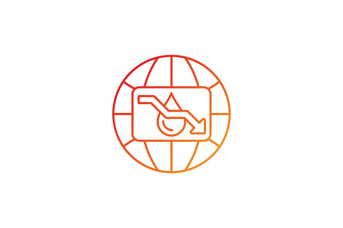 Global water crisis gradient linear vector icons set