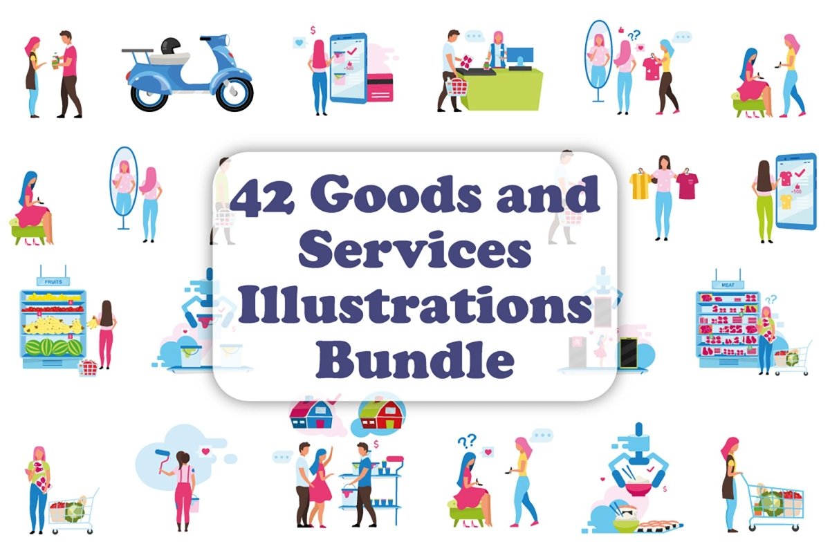 Goods and services vector illustrations bundle