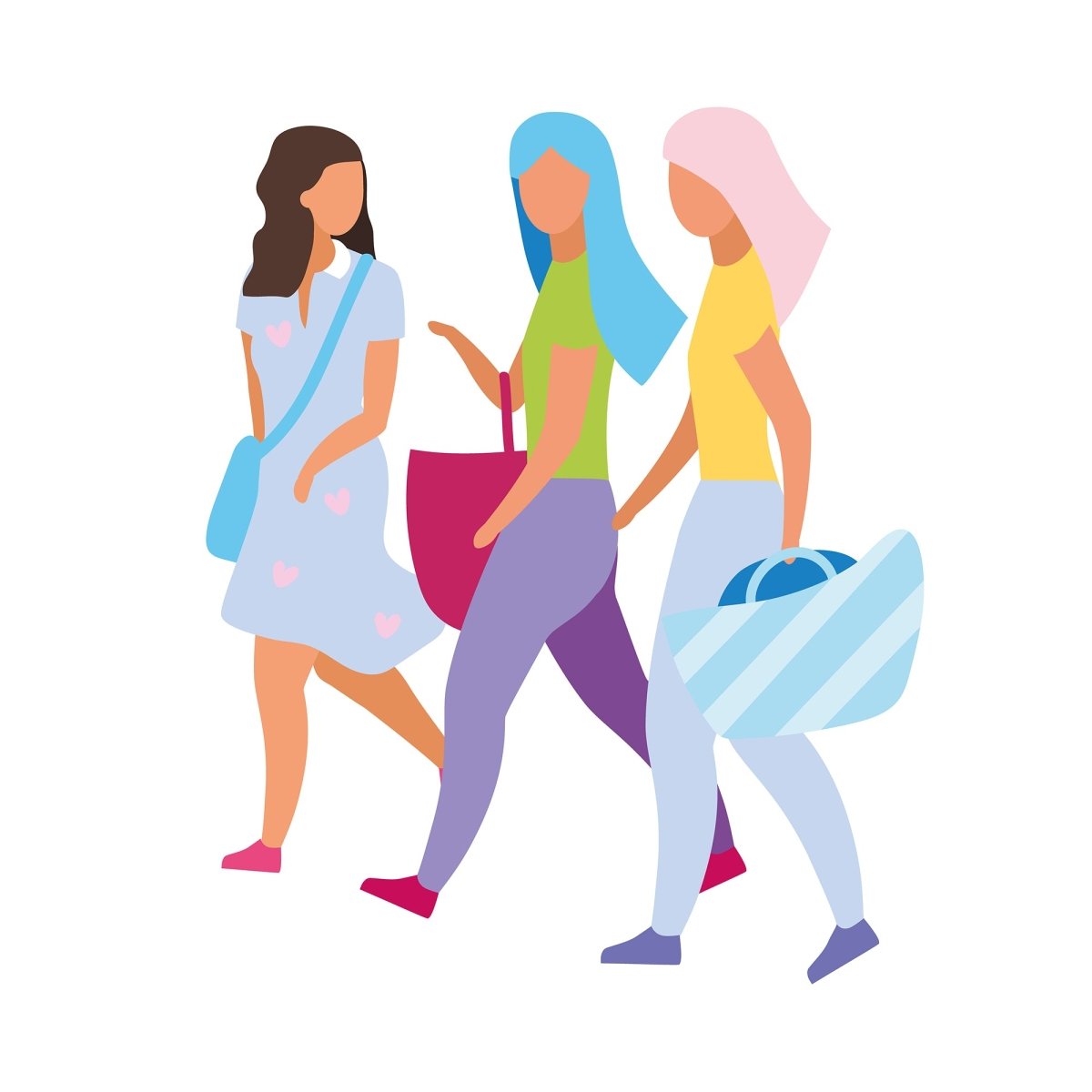 Group of people, friends flat vector illustrations set