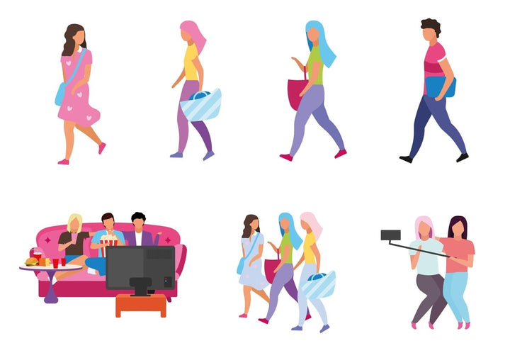 Group of people, friends flat vector illustrations set