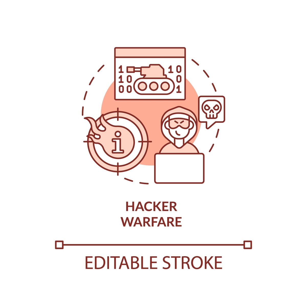 Hacker warfare red concept icon